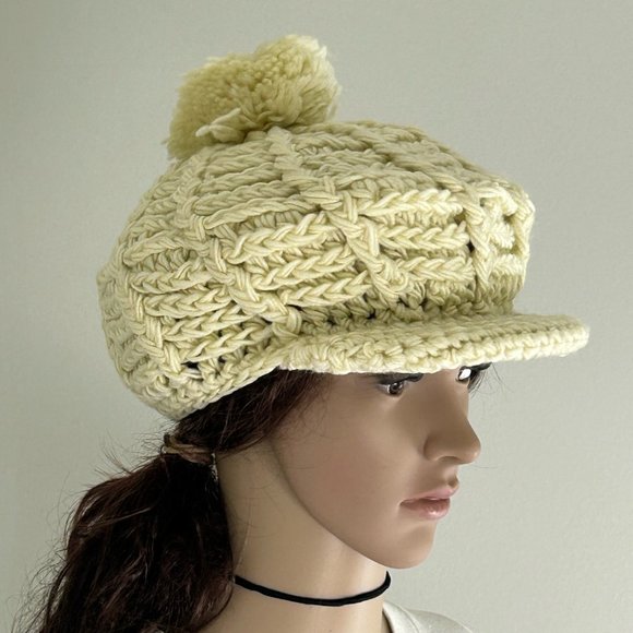 Vintage 70s Mongomery Ward Deadstock Crochet Knit Cabbie Baker Boy Hat P… main image 10
